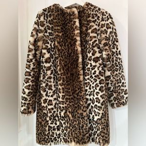 Faux fur leopard print coat